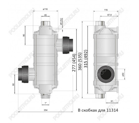 Теплообменник HI-TEMP. 75 кВт. корпус пластик. спираль AISI-316. Pahlen
